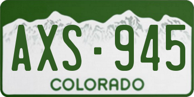 CO license plate AXS945