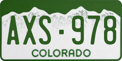 CO license plate AXS978