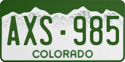 CO license plate AXS985