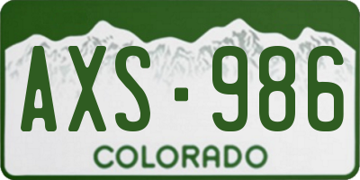 CO license plate AXS986