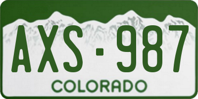 CO license plate AXS987