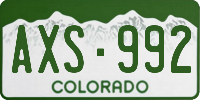 CO license plate AXS992