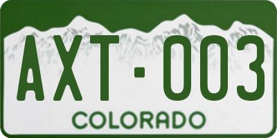 CO license plate AXT003