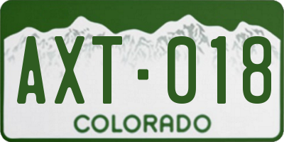 CO license plate AXT018