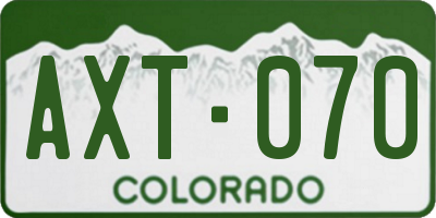 CO license plate AXT070