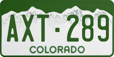 CO license plate AXT289