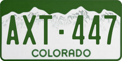 CO license plate AXT447