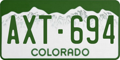 CO license plate AXT694