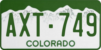 CO license plate AXT749