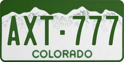 CO license plate AXT777