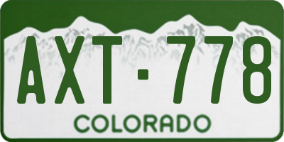 CO license plate AXT778