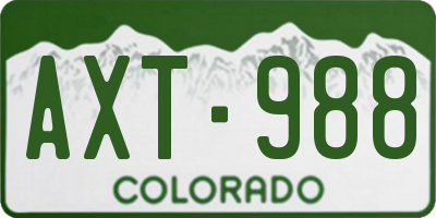 CO license plate AXT988