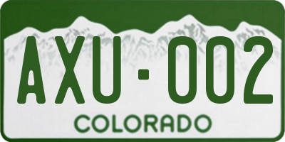 CO license plate AXU002