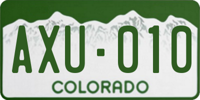 CO license plate AXU010