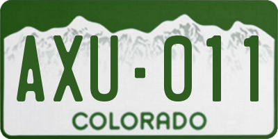CO license plate AXU011