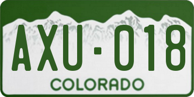 CO license plate AXU018