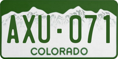 CO license plate AXU071