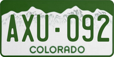 CO license plate AXU092