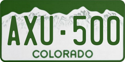 CO license plate AXU500