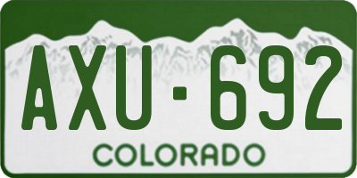 CO license plate AXU692