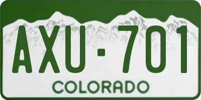 CO license plate AXU701
