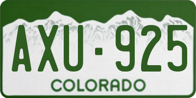 CO license plate AXU925