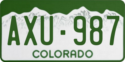 CO license plate AXU987