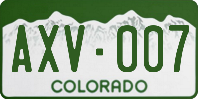 CO license plate AXV007