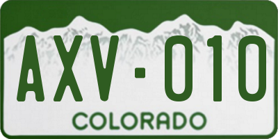 CO license plate AXV010