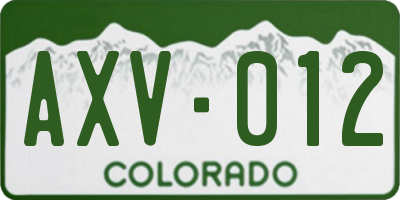 CO license plate AXV012