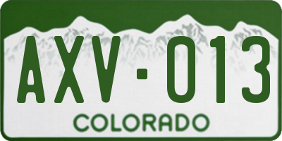 CO license plate AXV013