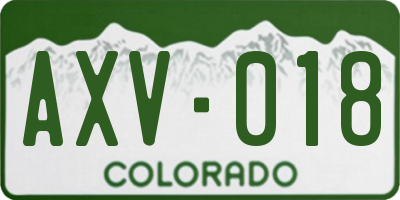 CO license plate AXV018