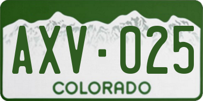 CO license plate AXV025