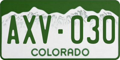 CO license plate AXV030