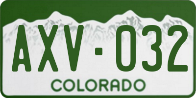 CO license plate AXV032