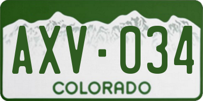 CO license plate AXV034