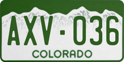 CO license plate AXV036