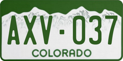 CO license plate AXV037
