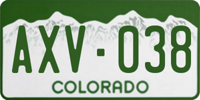 CO license plate AXV038