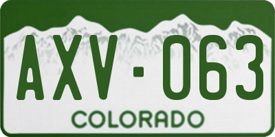 CO license plate AXV063