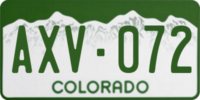 CO license plate AXV072