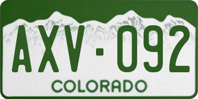 CO license plate AXV092