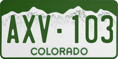 CO license plate AXV103