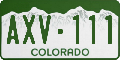 CO license plate AXV111