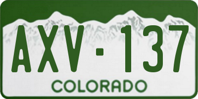 CO license plate AXV137