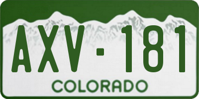CO license plate AXV181