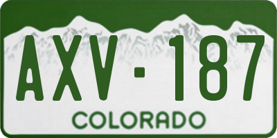 CO license plate AXV187