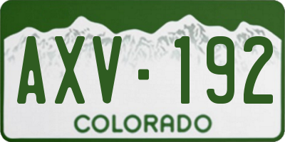 CO license plate AXV192
