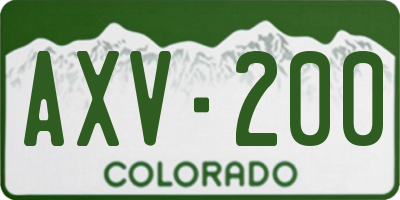 CO license plate AXV200
