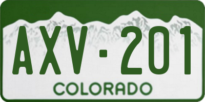 CO license plate AXV201